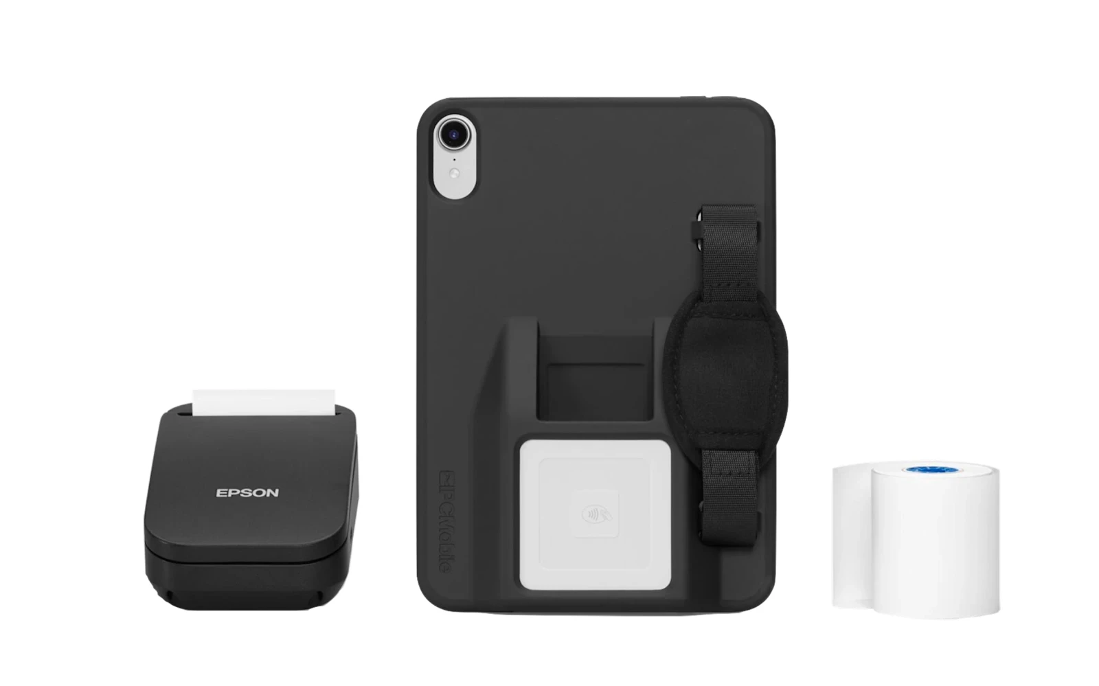 Mobile POS kit with rugged case, Square Reader, portable printer and paper